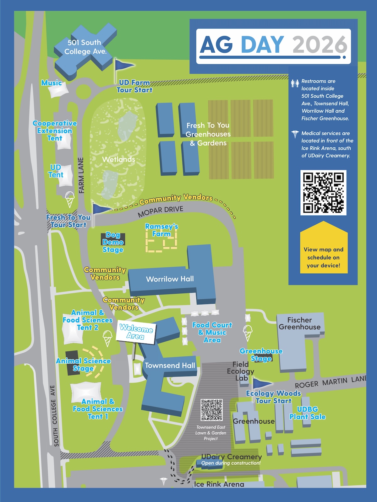 A map of the Ag Day event. All details are outlined in the next text area.
