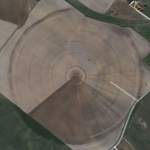 Figure 2 - Aerial view of Center Pivot while Running  Showing Different Application Depths. Photo provided by: James Adkins