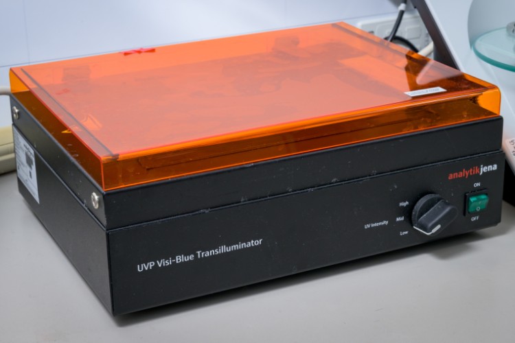 An Analytik Jena UVP Visi-Blue Transilluminator in a lab.