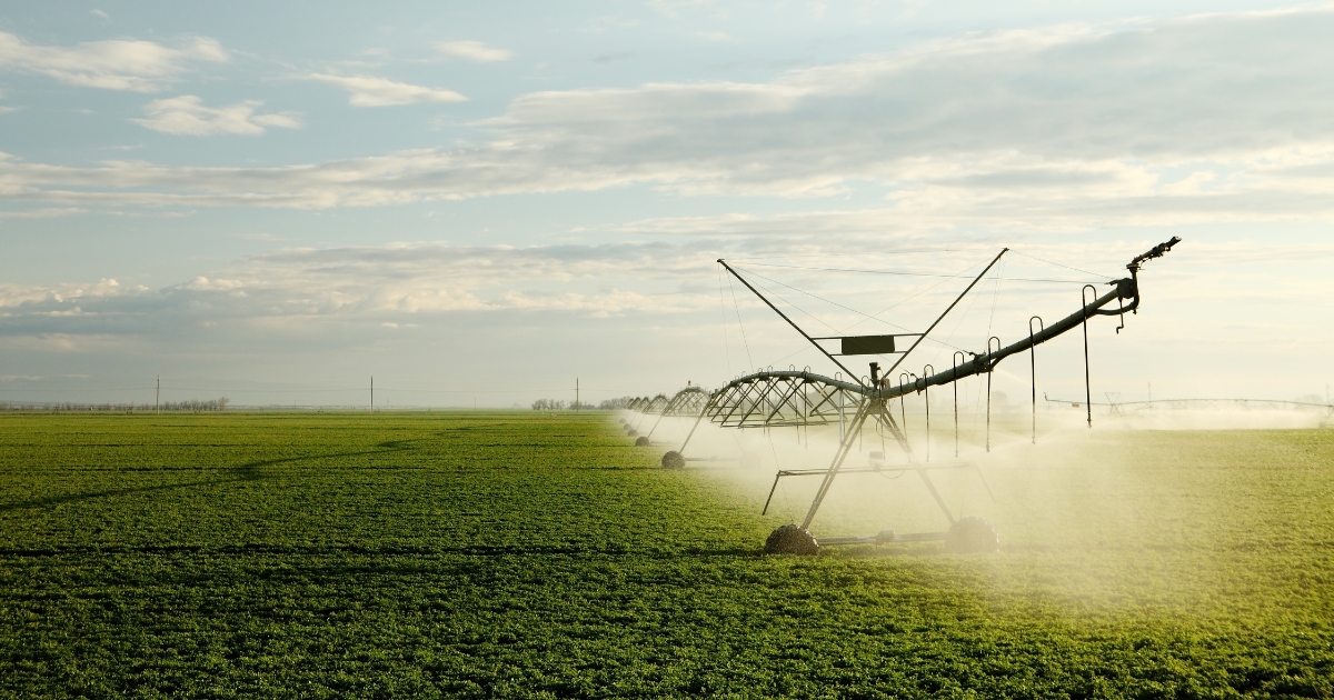 An irrigation system over a field.