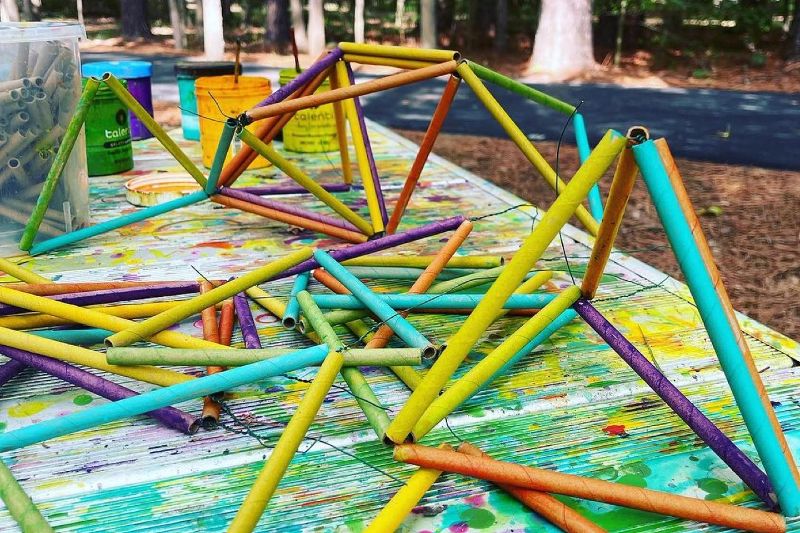 Art Installation Outside with vibrant tropical colors