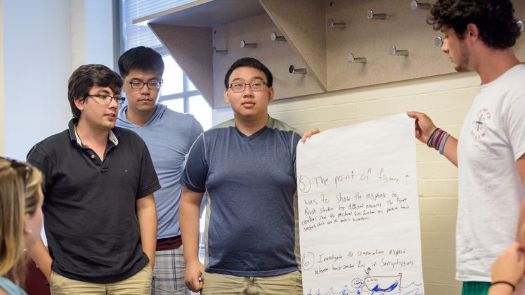 Students presenting in a classroom