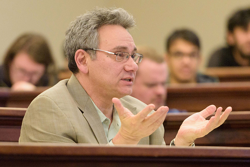 Photo of math faculty member talking