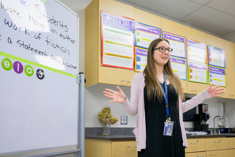 English Education Student Teacher in a high school classroom