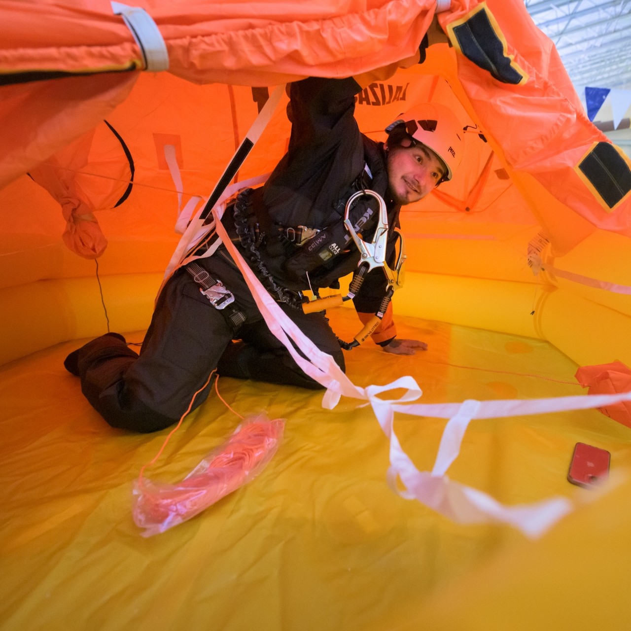 Student receiving offshore wind technician training