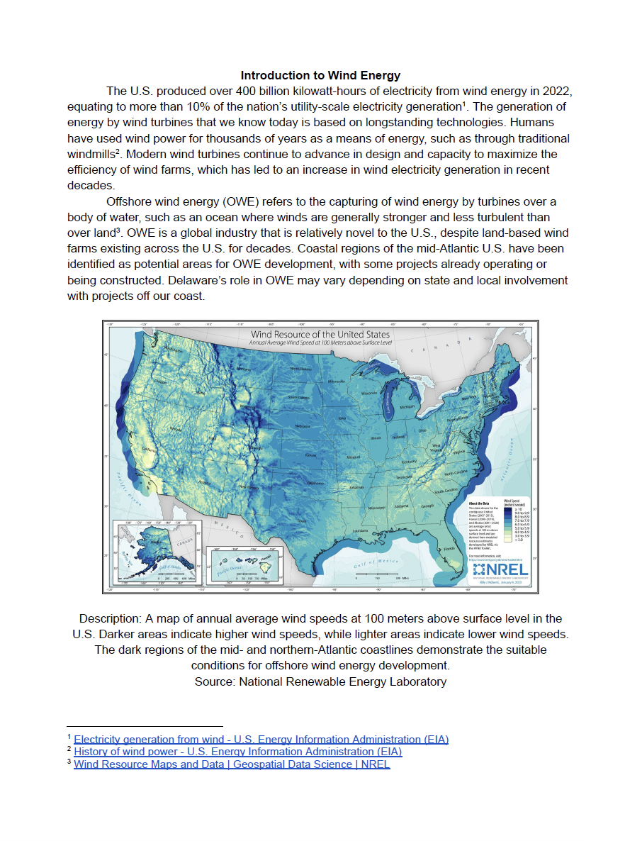 Offshore wind document for DESG