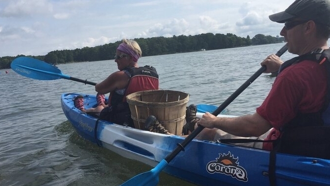 People kayaking