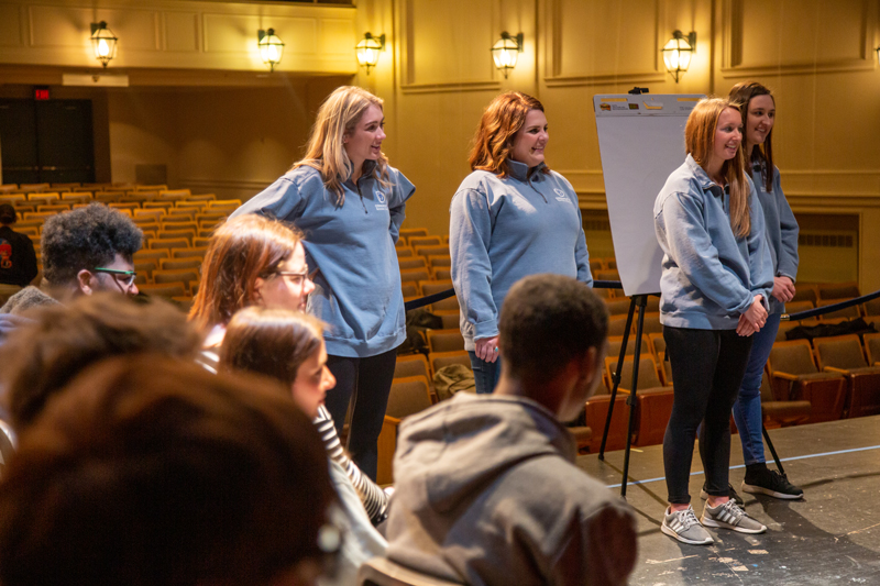 Second-year graduate students from the University of Delaware Communication Sciences and Disorders speech-language pathology program created “Winging It,” an improv workshop for high schoolers with autism. Nine participants, ages 16 to 21, reported to Pearson Hall after school each day for two weeks to play improv games with the UD graduate students and master clinicians. “Winging It” is part of four students’ capstone project for graduation.