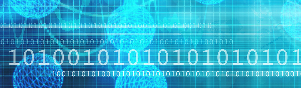 Graphic with binary code.