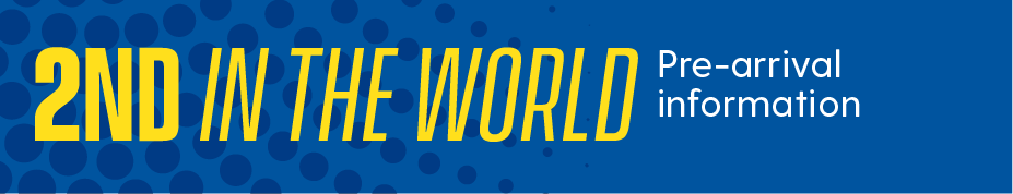Text on an image that says "2nd in the world pre-arrival information"