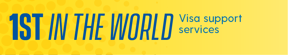 Text on an image that says "2st in the world visa support services."