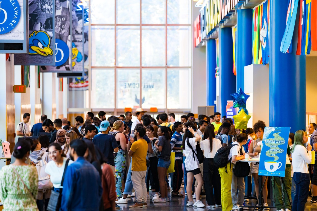 students at coffee hour