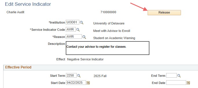 Release Srv Ind Page