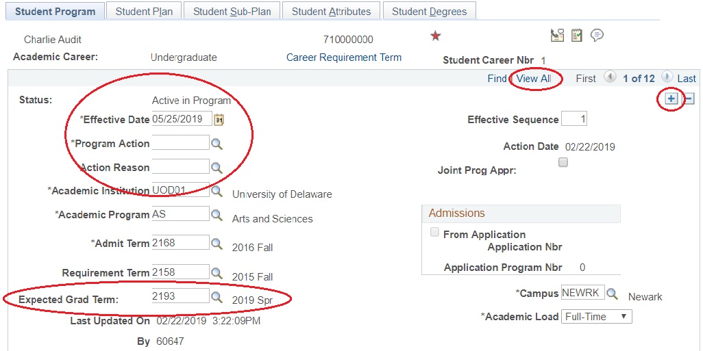 Student Program Page