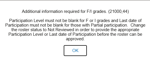 grade roster level error