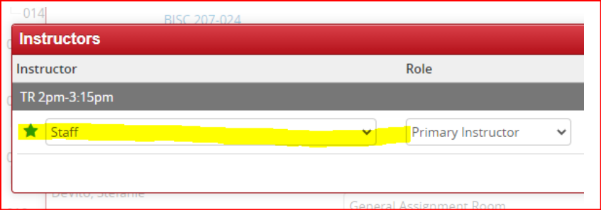 Instructor select box in CLSS