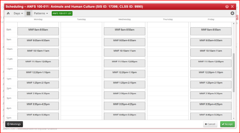 CLSS Patterns drop down
