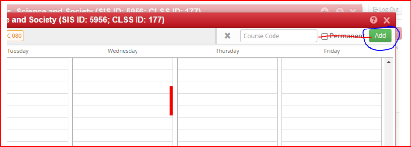CLSS Add button on schedule
