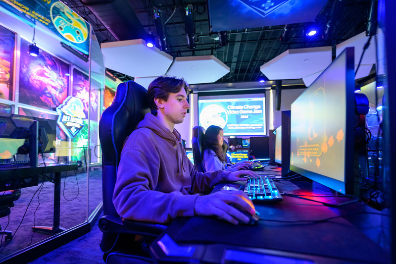A student gaming in the Esports Arena
