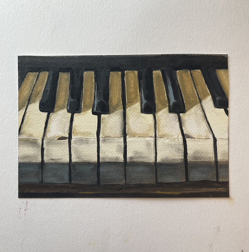 Oil painting of piano keys