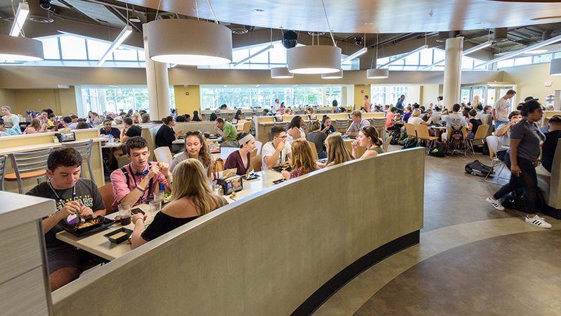 Students gathered in Russell Dining Hall