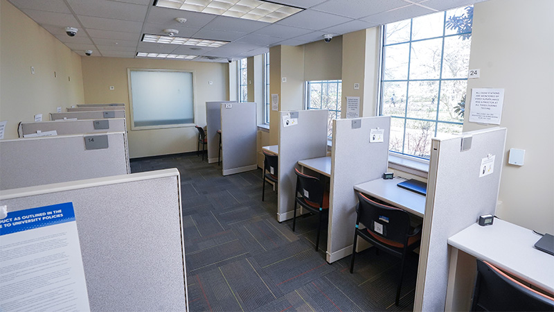 DSS Test Accommodation Center with private testing stations