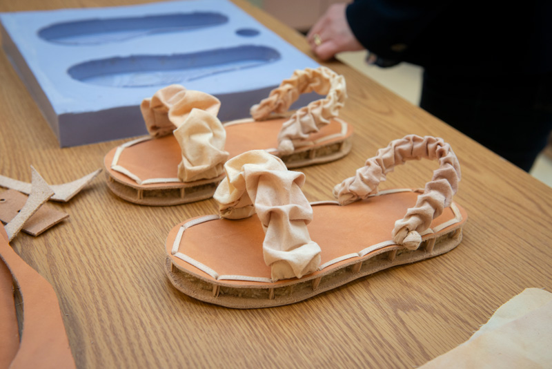 The team's prototype shoe consists of a mycelium-based sole, covered with vegan "leather," and an all-natural cotton fabric top.