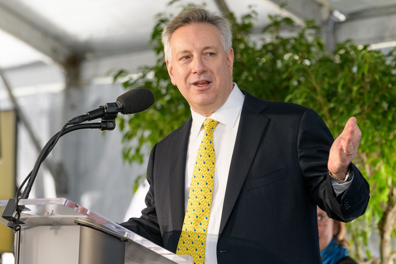 Groundbreaking ceremony for the Whitney Athletic Center, soon to be under construction on the Athletics Campus. Named in honor of Ken and Liz Whitney, who's $10 Million transformation gift forms the cornerstone of the project. - (Evan Krape / University of Delaware)