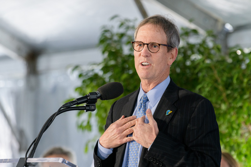 Groundbreaking ceremony for the Whitney Athletic Center, soon to be under construction on the Athletics Campus. Named in honor of Ken and Liz Whitney, who's $10 Million transformation gift forms the cornerstone of the project. - (Evan Krape / University of Delaware)