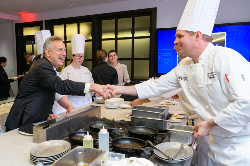 Vita Nova Renovation Celebration held to thank everyone involved in the extensive front and back of house renovations to the Vita Nova main kitchen, demonstration kitchen, and bistro. - (Evan Krape / University of Delaware)