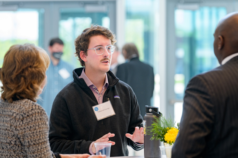 Nate George, a neuroscience and biology double major, is a co-inventor with UD’s Martha Hall on a patent for an orthotic boot for Achilles tendon injury.