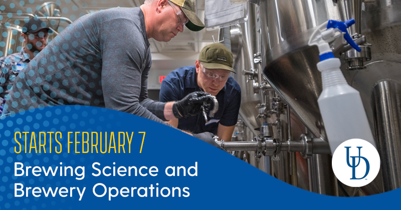 Brewing Science student and instructor get hands-on experience in a brewery