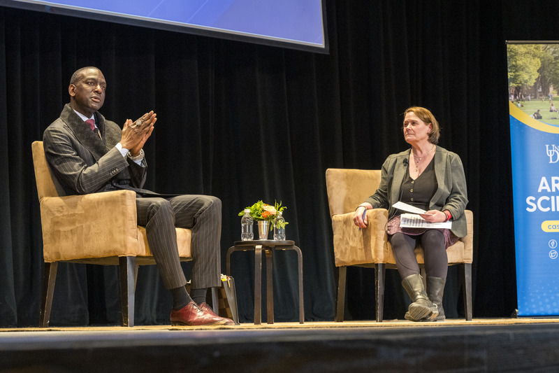 Angela Hattery, seated on stage with Salaam, urged the audience to consider the stark realities Black men face in the American legal system.