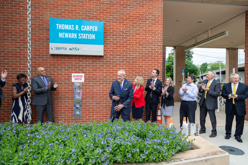 Newark Train Station, a hub for economic development and infrastructure that links the University of Delaware and its Science, Technology and Advanced Research (STAR) Campus to cities along the East Coast, has been renamed Thomas R. Carper Train Station.
