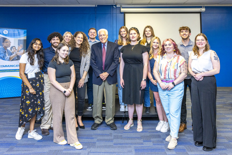 UD student journalists and alumni spent time with Fadel before her campus lecture.