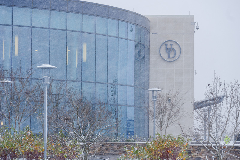 Snow drapes the STAR Campus in January 2022.