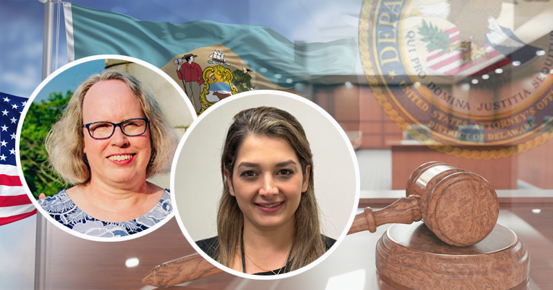 Coming from very different backgrounds — both personal and professional — Cynthia Good (left) and Sepideh Tarighati both landed jobs at the Delaware Department of Justice after completing the UD PCS Paralegal Certificate program. 