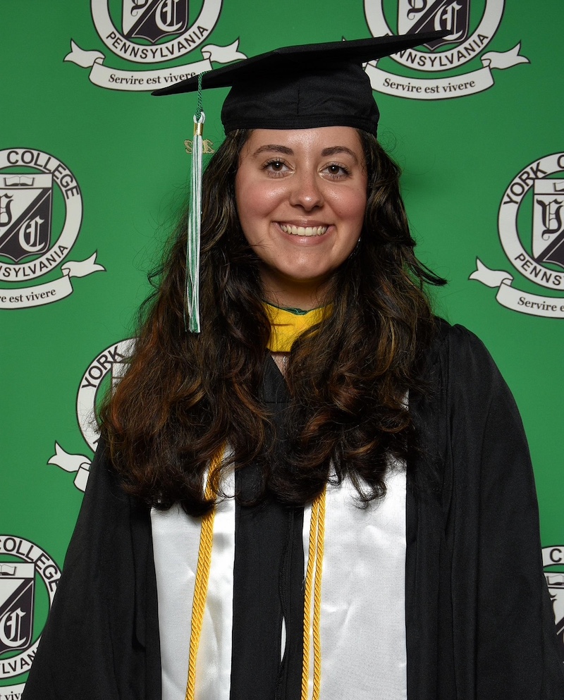 Marina Vasconcelos at York College graduation in 2022.