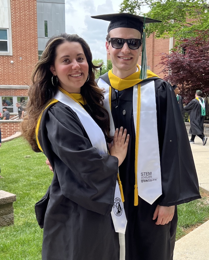 Marina and her fiancé, Nicolas Berardi, at York College graduation in 2022.