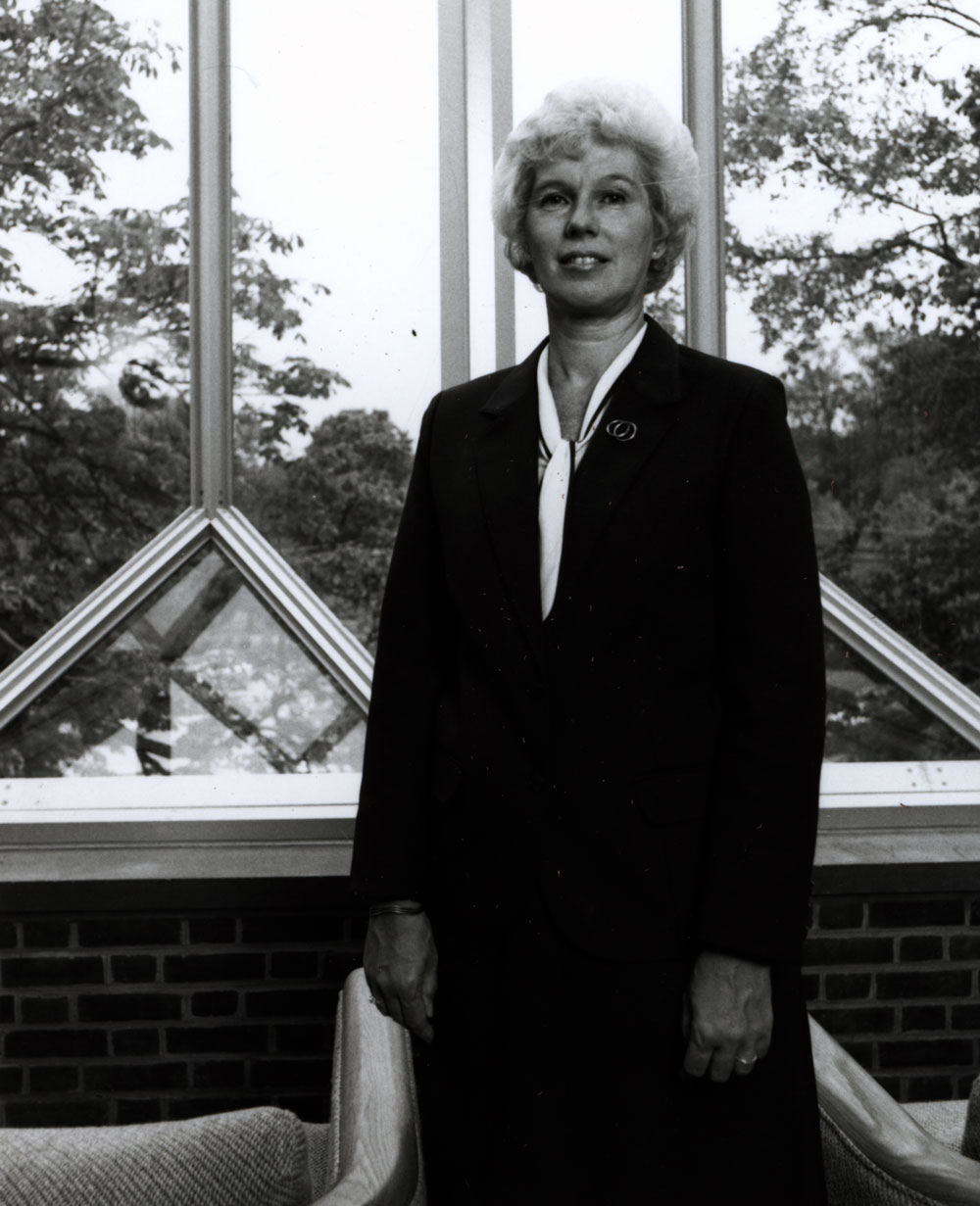 Susan Brynteson in library atrium