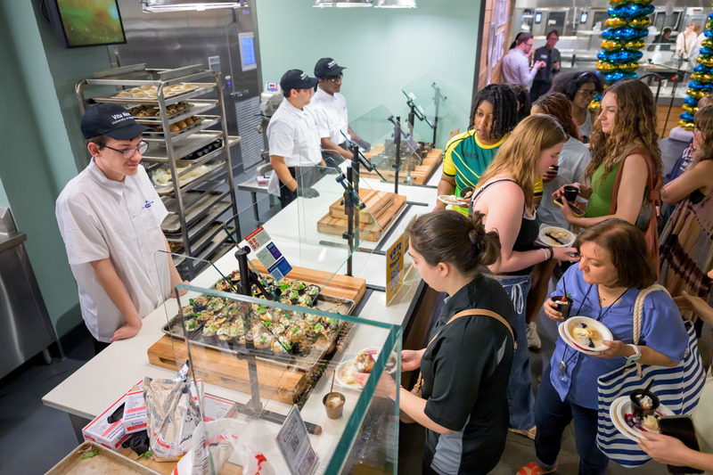 Students sample the desserts at Caesar Rodney Dining Hall.