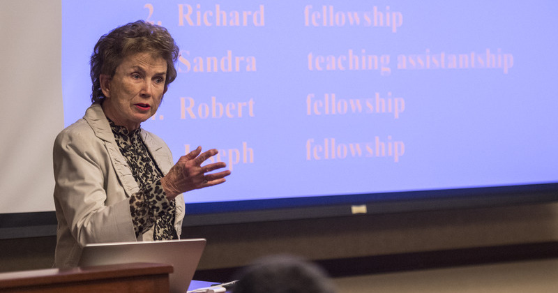 Sandra Carberrry speaks to UD Association of Retired Faculty meeting