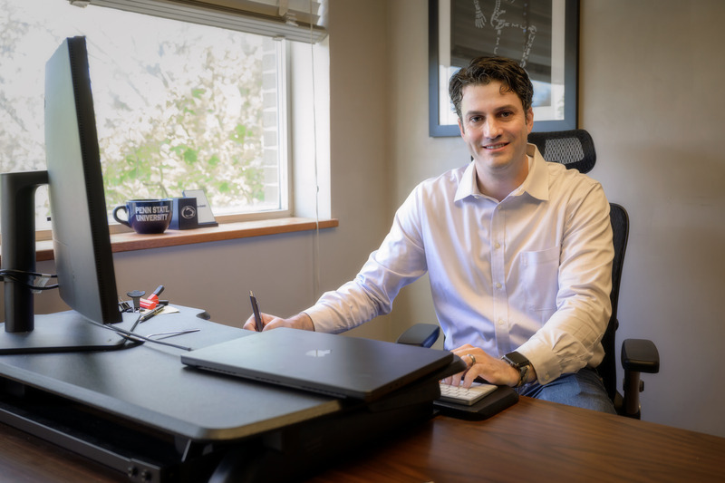 Michael Hast, associate professor in the Department of Mechanical Engineering, in his office.