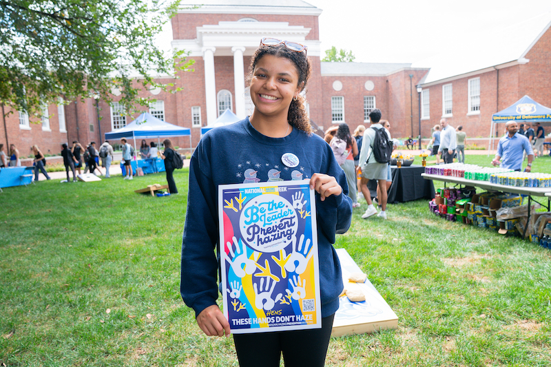 Fraternity and Sorority Leadership and Learning tabled at the Amnesty Awareness and Risk Reduction Fair on The Green on Thursday, Sept. 18, to encourage students to take the Hazing Prevention Pledge.
