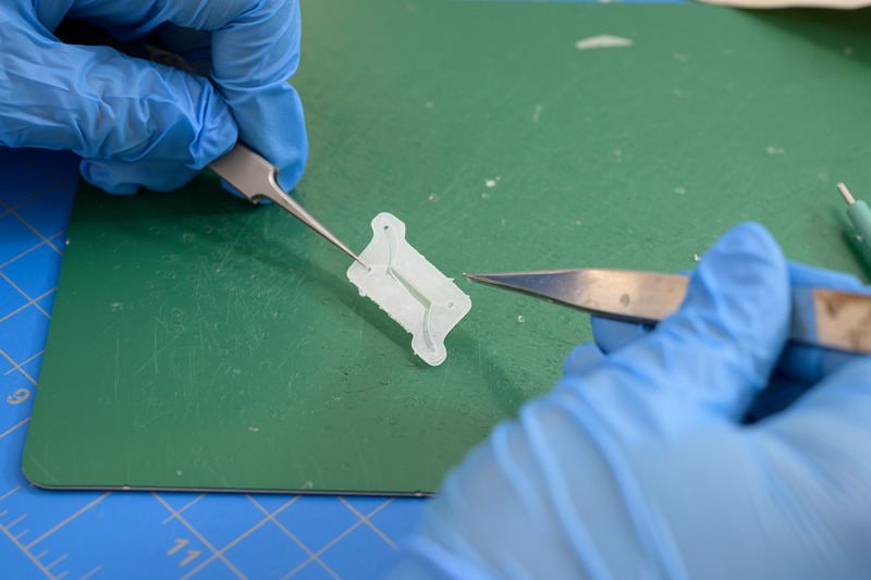 UD senior Victoria McKeown, a biomedical engineering major, assembles organic-on-a-chip device components in the Gleghorn lab as part of her summer undergraduate research.