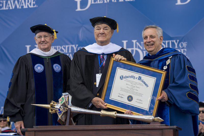 Gerret Copeland (center) received an Honorary Doctor of Humane Letters from the University of Delaware in 2022.