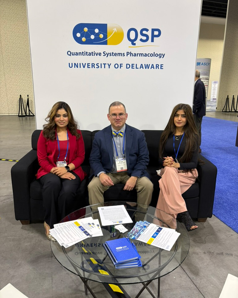 At the American Society for Clinical Pharmacology & Therapeutics annual meeting in Aurora, Colorado, in March, Ryan Zurakowski (center) and members of his laboratory represented the University’s growing presence in QSP.