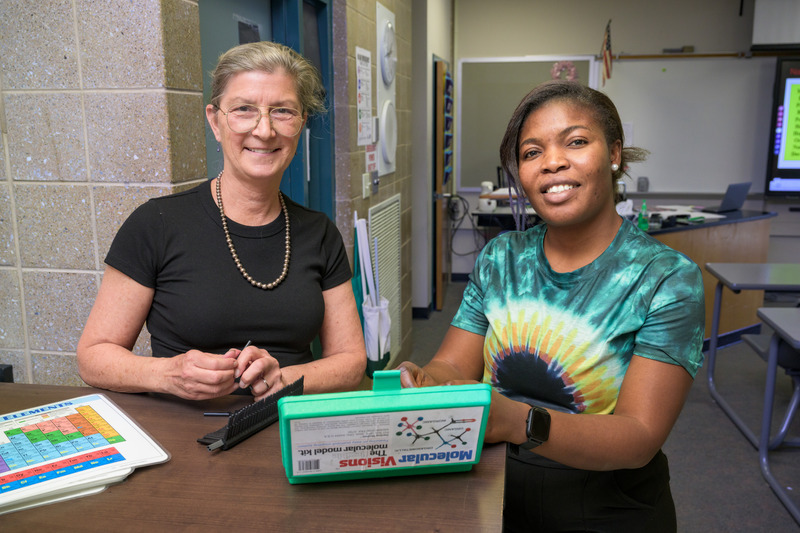 Juliet Samuel with Rimback at Mount Pleasant High School.