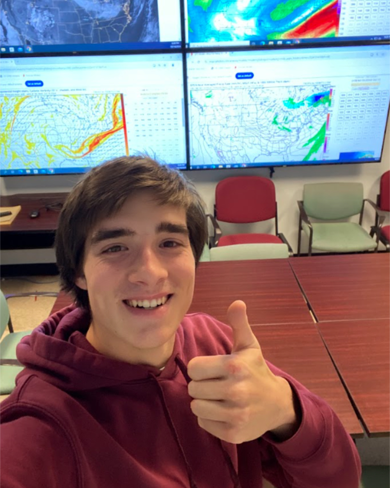 Within the meteorology and climate science major, Florio combined his meteorological and computer science skills with his advisor, Shuai Wang, assistant professor of meteorology and climate science, to improve hurricane damage simulations using Python code. 